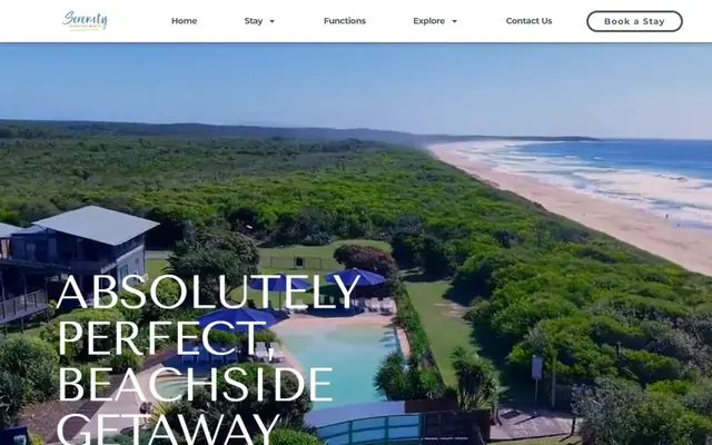 Screenshot of the Serenity Diamond Beach website